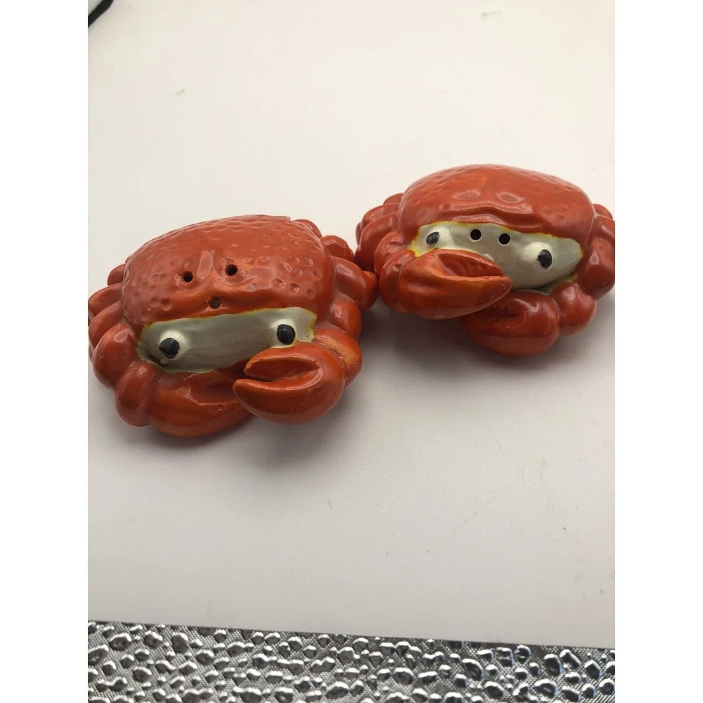 Salt And Pepper Shakers Crab Shaper, VTG Nautical Sea Beach